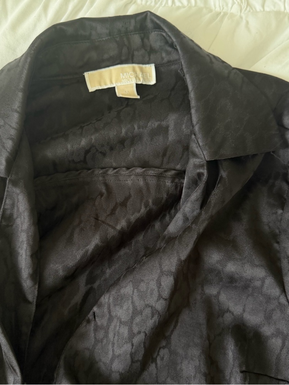 MICHAEL Michael Kors Black Satin Wrap Tie Blouse - Picture 5 of 7